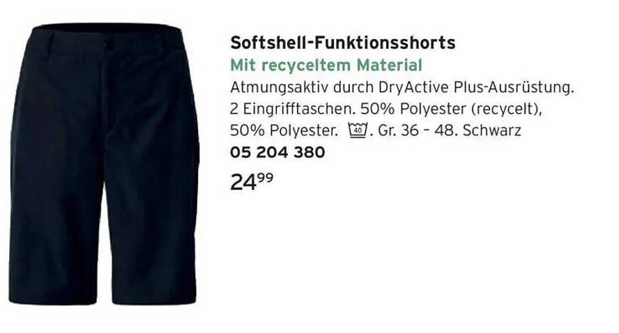 Softshell-Funktionsshorts mit recyceltem Material