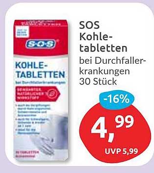 SOS Kohletabletten bei Durchfallerkrankungen 30 Stück