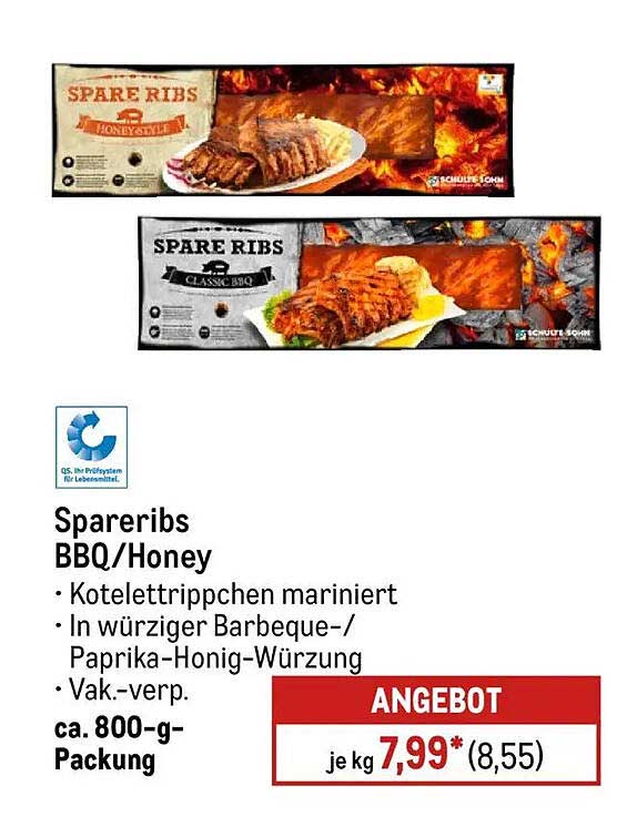 Spareribs BBQ/Honey - Koteletttrippchen mariniert