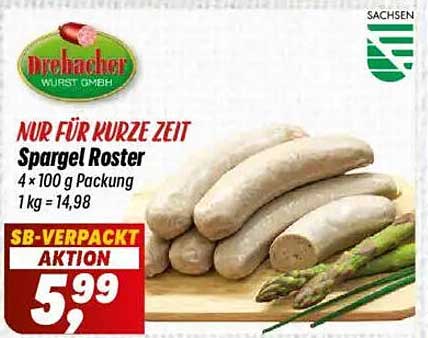 Spargel Roster 4 x 100 g Packung für nur 5,99 €