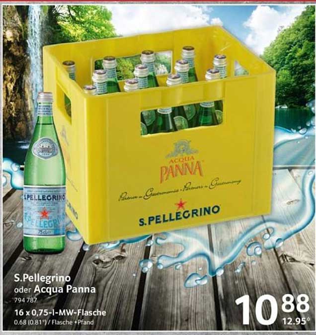 S.Pellegrino oder Acqua Panna - 16 x 0,75 l Flasche