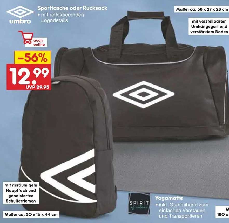 Sporttasche oder Rucksack von Umbro