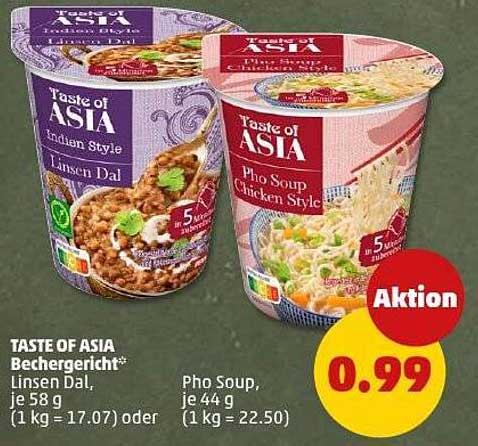 Taste of Asia Bechergericht - Linsen Dal und Pho Soup