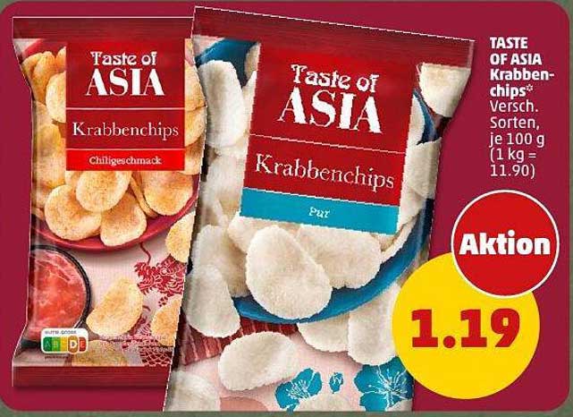 TASTE OF ASIA Krabbenchips, verschiedene Sorten, je 100 g