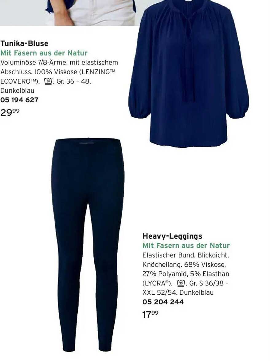 Tunika-Bluse und Heavy-Leggings mit Fasern aus der Natur