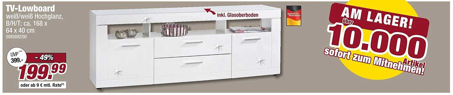 TV-Lowboard in weiß/weiß Hochglanz für nur 199,99 €