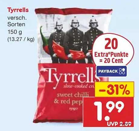 Tyrrells Chips – Verschiedene Sorten 150 g