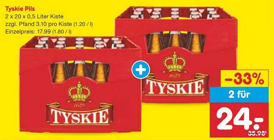 Tyskie Pils 2 x 20 x 0,5 Liter Kiste