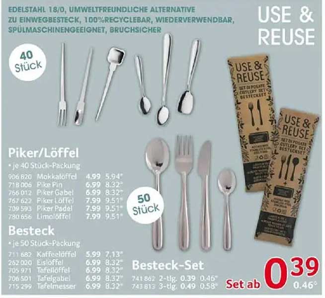 Use & Reuse Besteckset - Umweltfreundliche Alternative zu Einwegbesteck