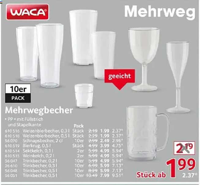 WACA Mehrwegbecher 10er Pack