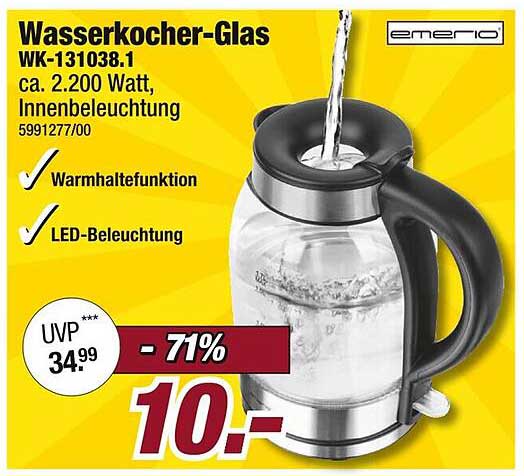 Wasserkocher-Glas WK-131038.1 2.200 Watt mit Innenbeleuchtung