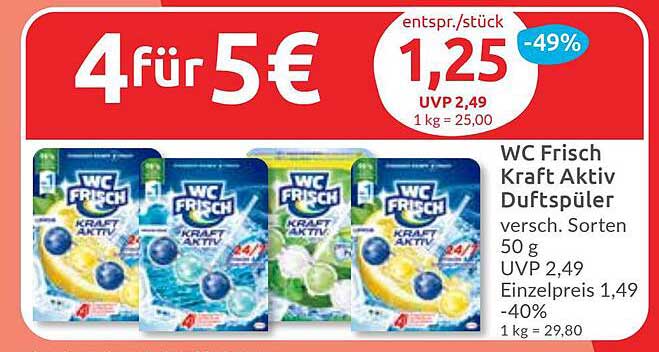WC Frisch Kraft Aktiv Duftspüler - 4 für 5 €