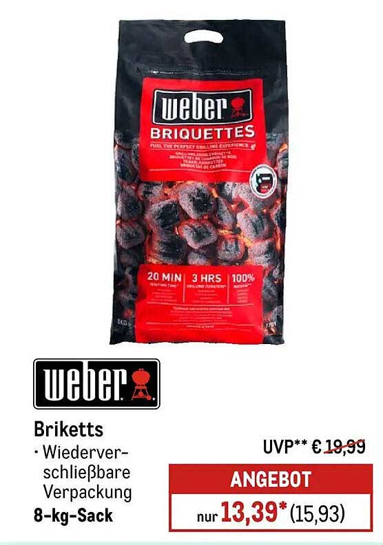 Weber Briketts 8-kg-Sack - Nur 13,39 €!