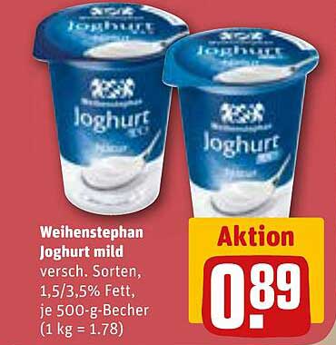 Weihenstephan Joghurt mild 500-g-Becher, verschieden Sorten