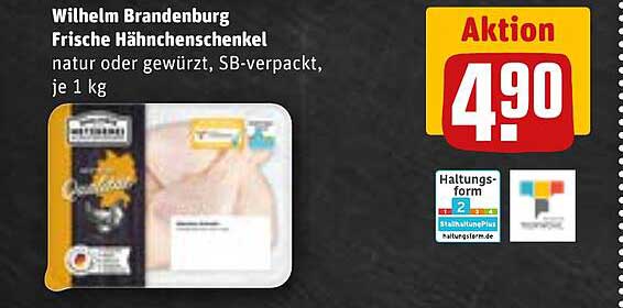 Wilhelm Brandenburg Frische Hähnchenschenkel natur oder gewürzt, SB-verpackt, je 1 kg