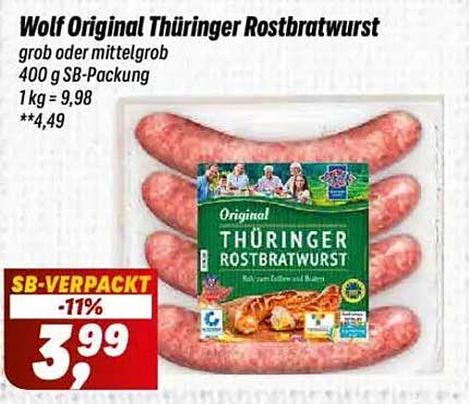 Wolf Original Thüringer Rostbratwurst 400 g SB-Packung