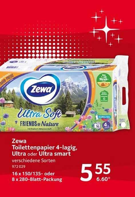 Zewa Toilettenpapier 4-lagig, Ultra oder Ultra smart, verschiedene Sorten