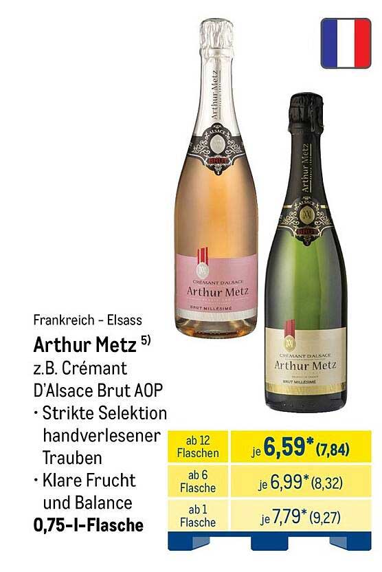 Arthur Metz z.B. Crémant D'Alsace Brut AOP