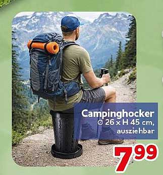 Campinghocker Ø 26 x H 45 cm, ausziehbar