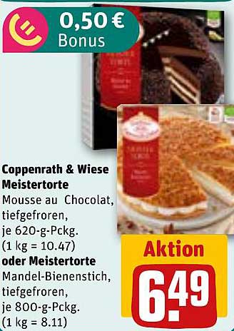 Coppenrath & Wiese Meistertorte Mousse au Chocolat, tiefgefroren, je 620-g-Packg. (1 kg = 10.47) oder Meistertorte Mandel-Bienenstich, tiefgefroren, je 800-g-Packg. (1 kg = 8.11)