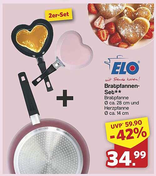 ELO Bratpfannen-Set** Bratpfanne Ø ca. 28 cm und Herzpfanne Ø ca. 14 cm