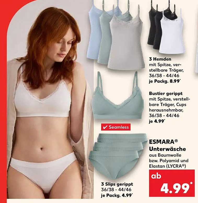 ESMARA® Unterwäsche aus Baumwolle bzw. Polyamid und Elastan (LYCRA®)