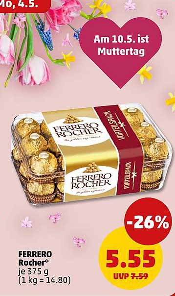 FERRERO Rocher* je 375 g (1 kg = 14.80)