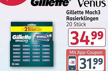 Gillette Mach3 Rasierklingen 20 Stück