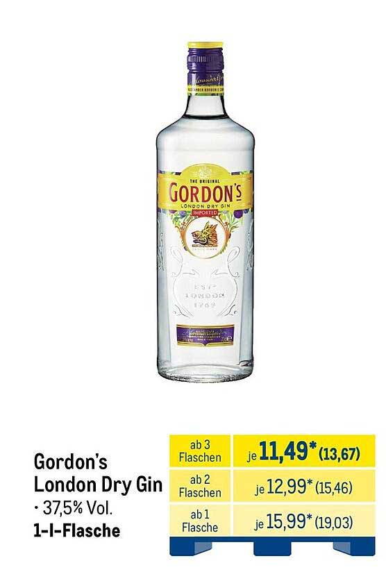 Gordon’s London Dry Gin · 37,5% Vol. 1-l-Flasche