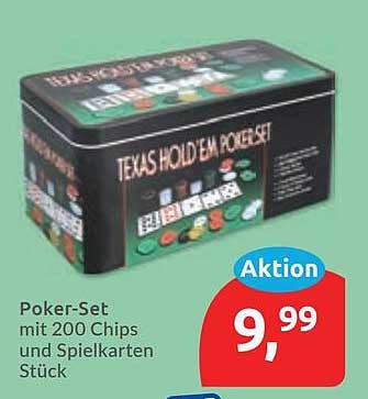 Poker-Set mit 200 Chips und Spielkarten Stück