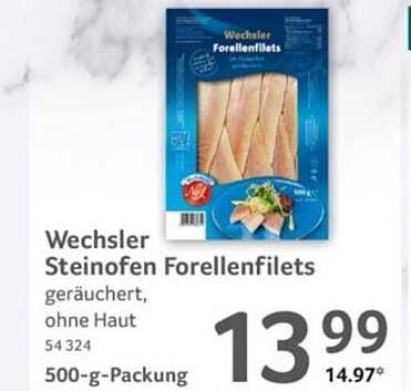 Wechsler Steinofen Forellenfilets geräuchert, ohne Haut 500-g-Packung
