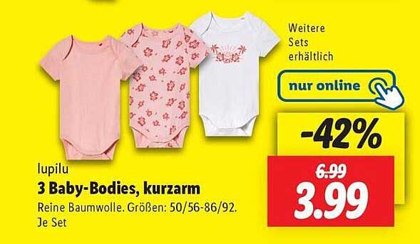 3 Baby-Bodies, kurzarm von lupilu