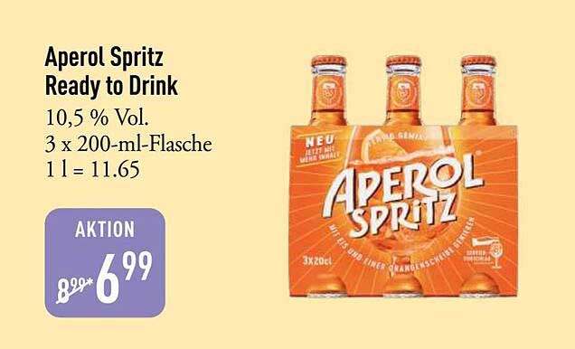 Aperol Spritz Ready to Drink 3 x 200-ml-Flasche