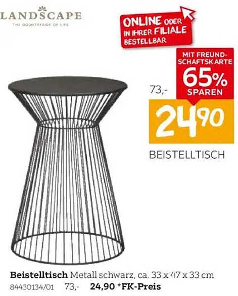 Beistelltisch Metall schwarz, ca. 33 x 47 x 33 cm