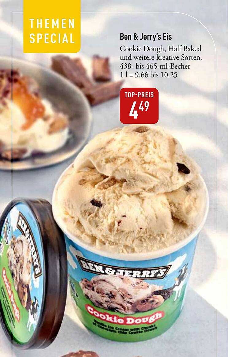 Ben & Jerry's Eis - Cookie Dough, Half Baked und weitere kreative Sorten.