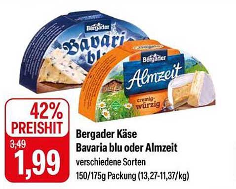 Bergader Käse Bavaria blu oder Almzeit 150/175g