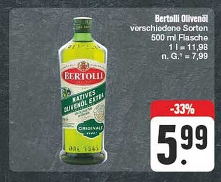 Bertolli Olivenöl verschiedene Sorten 500 ml Flasche