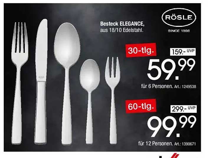 Besteck ELEGANCE aus 18/10 Edelstahl, 30-tlg. und 60-tlg.