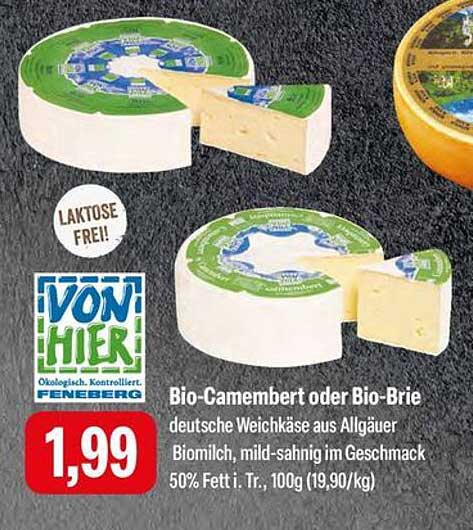 Bio-Camembert oder Bio-Brie - deutsche Weichkäse aus Allgäuer Biomilch, laktosefrei