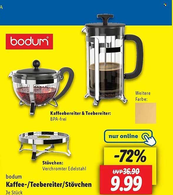 Bodum Kaffee-/Teebereiter & Stövchen