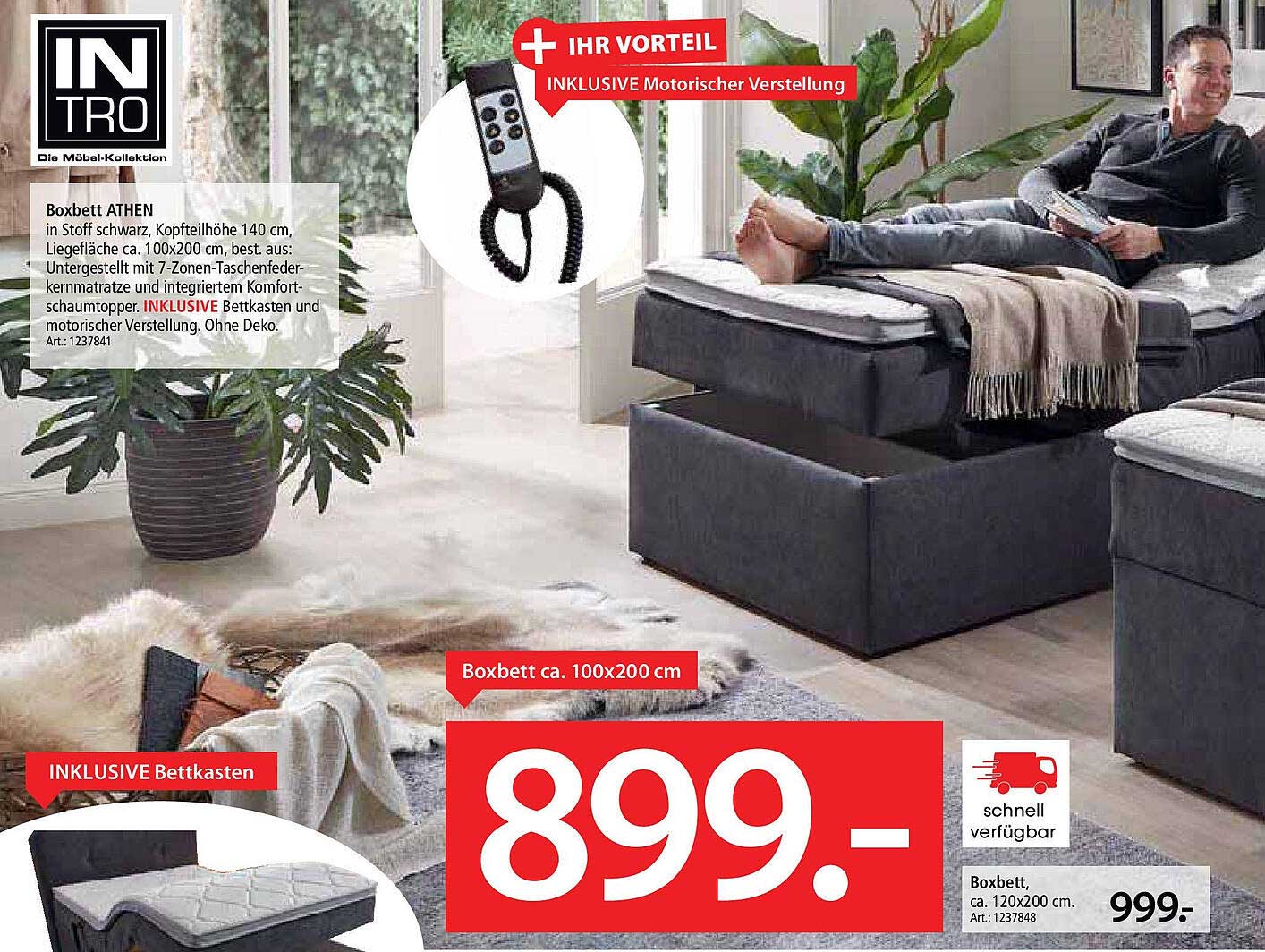 Boxbett Athen mit motorischer Verstellung