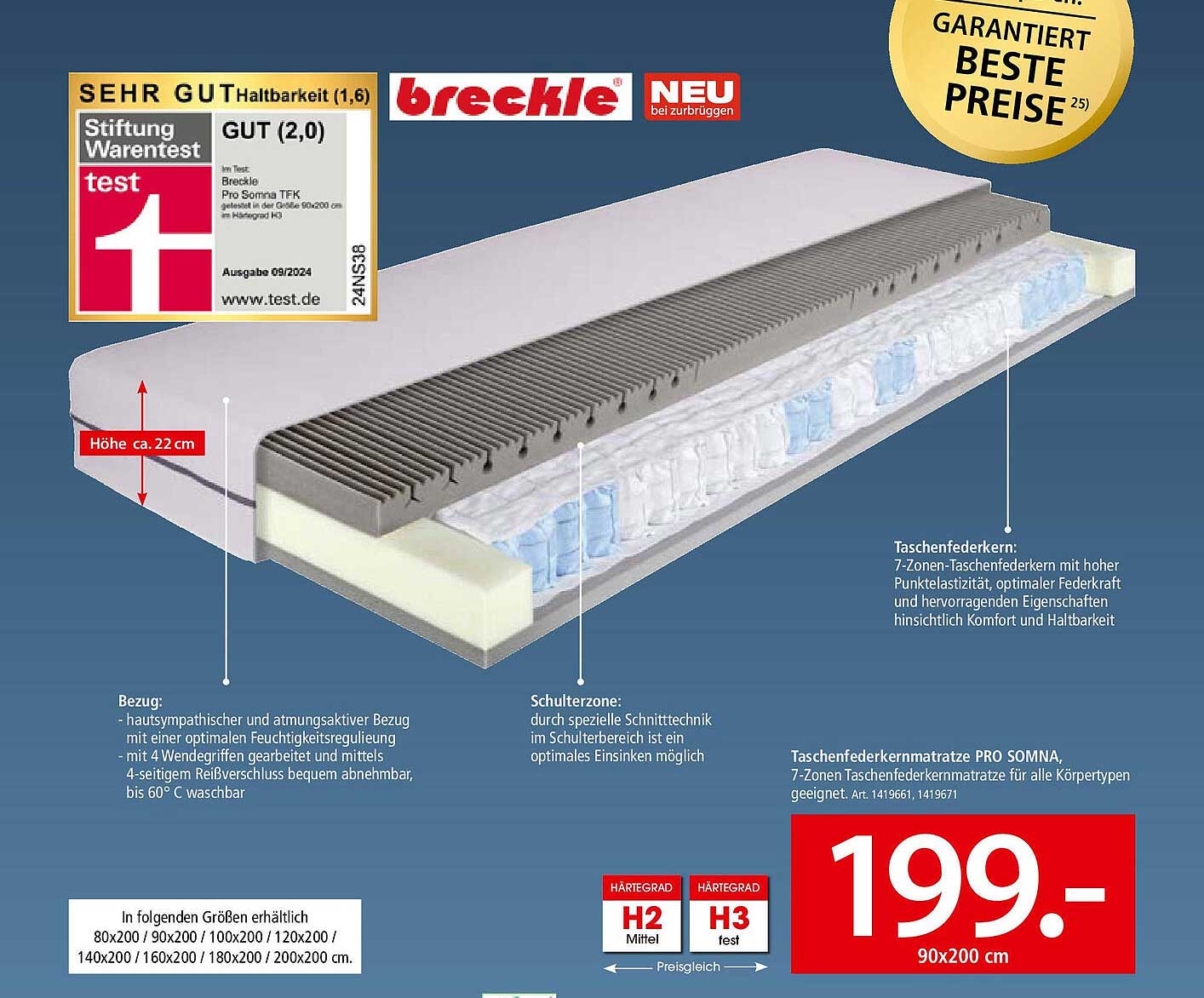 Breckle Pro Somina TFK Matratze 90x200 cm