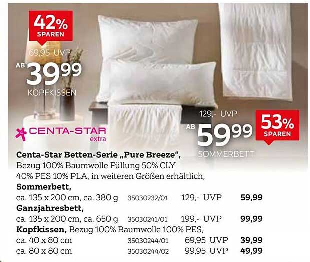 Centa-Star Betten-Serie „Pure Breeze“