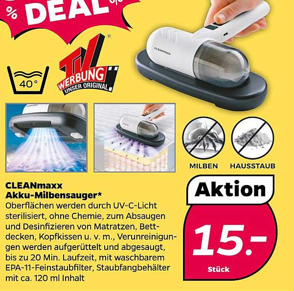 CLEANmaxx Akku-Milbensauger
