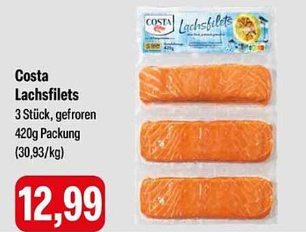 Costa Lachsfilets 3 Stück, gefroren, 420g Packung