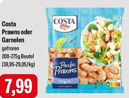 Costa Prawns oder Garnelen, gefroren, 200-275g Beutel