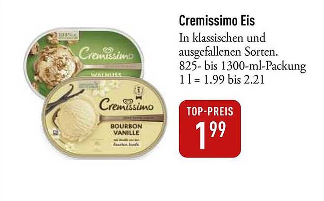 Cremissimo Eis in klassischen und außergewöhnlichen Sorten