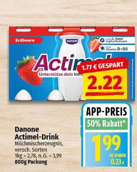 Danone Actimel-Drink Erdbeere - 800g Packung zum Sparpreis