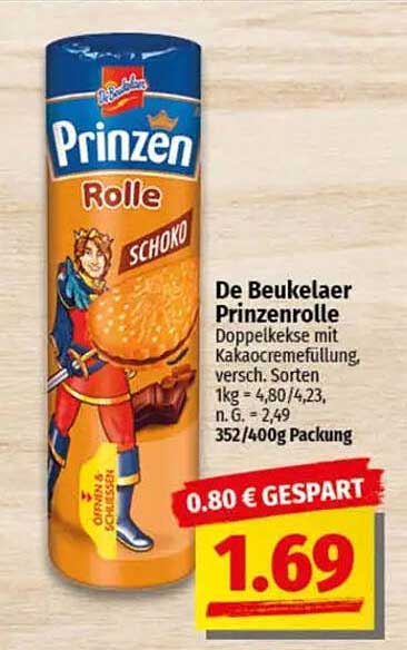 De Beukelaer Prinzenrolle Doppelkecks mit Kakaocremefüllung