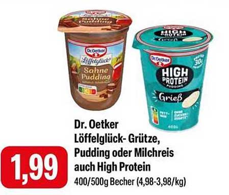 Dr. Oetker Löffelglück- Grütze, Pudding oder Milchreis auch High Protein